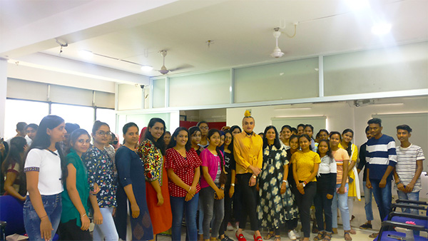 Stylist AMIT PANDEY, with the students